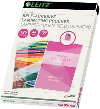 LEITZ ILAM POCHETTE À PLASTIFIER FT A4, 250 MICRONS, AUTO-ADHÉSIVE, PAQUET DE 100 PIÈCES 