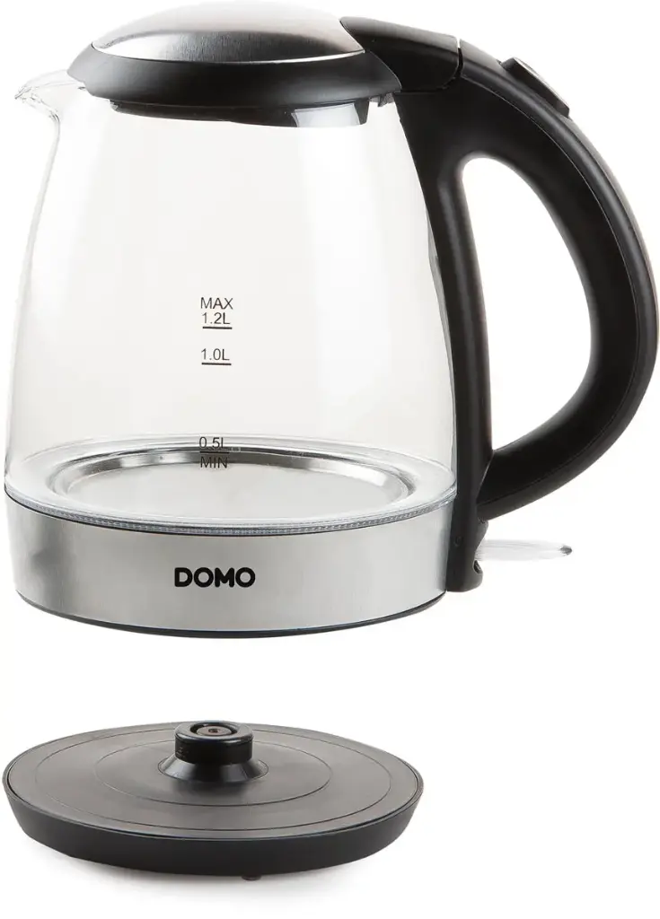 DOMO BOUILLOIRE EN VERRE ET ACIER INOXYDABLE, 1,2 L, 2200 W 