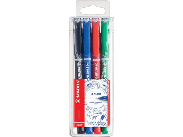 Fineliner STABILO Sensor 0,3mm assorti étui de 4 pièces. 189/4
