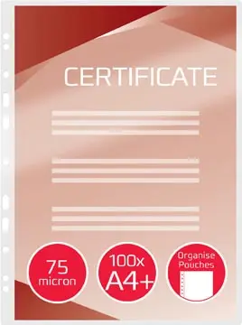  GBC ORGANISE POCHETTE À PLASTIFIER FT A4, 150 MICRONS (2 X 75 MICRONS), PERFORÉE, PAQUET DE 100 PIÈCES