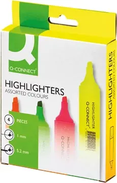 Q-CONNECT Premium surligneur, couleurs assorties, paquet de 4 pièces