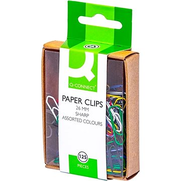 Q-CONNECT attache-tout, 26 mm, couleurs assorties, boîte de 125 pièces, accrochable