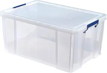 Bankers Box boîte de rangement 70 litres, transparent avec poignées bleues, emballée individ