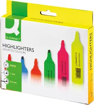 Q-CONNECT surligneur, paquet de 6 pièces en couleurs assorties