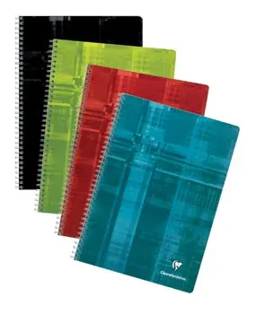 Clairefontaine cahier ft A4, 180 pages, quadrillé 5 mm, reliure spiralé, couleurs assorties