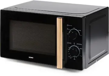 Domo micro-ondes, 25,5 cm, 20 l, noir avec poignée à l'aspect bois