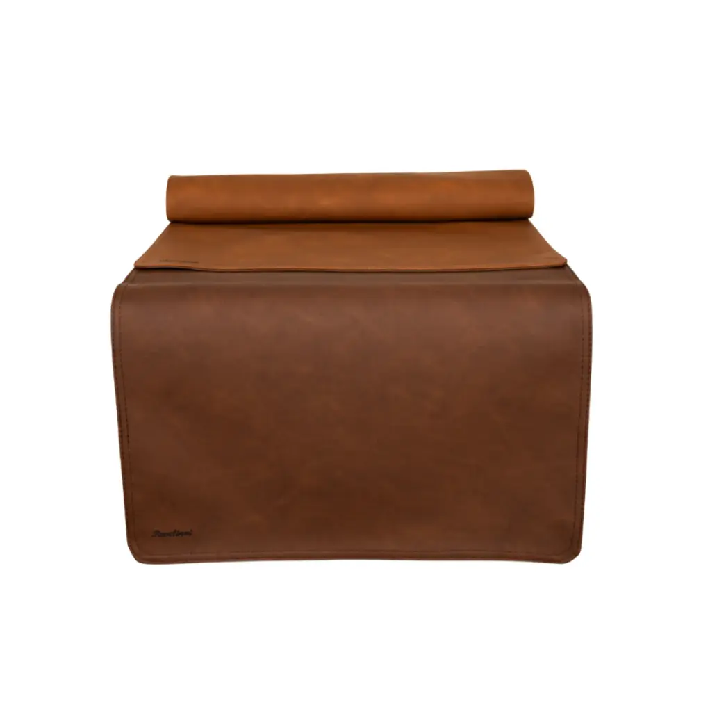 Chemin de table double face en similicuir | Lavable | 45 x 120 cm - Couleur : Vintage-K05_Cognac-K09_La Havane