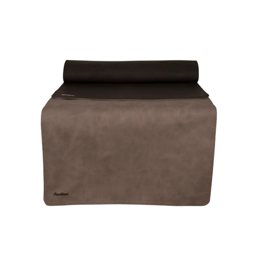 Chemin de table double face en similicuir | Lavable | 45 x 120 cm - Couleur : Vintage-K06_Fumé-K07_Granite