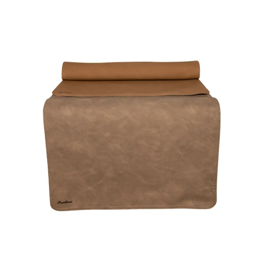 Chemin de table double face en similicuir | Lavable | 45 x 120 cm - Couleur : Vintage-K02_Riva-K08_Canne