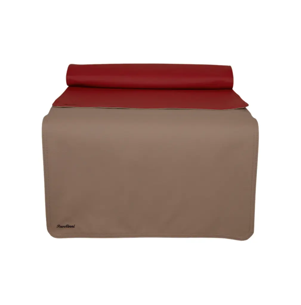 Chemin de table double face en similicuir | Lavable | 45 x 120 cm - Couleur : Classique-N09_Rubis-N21_Argile