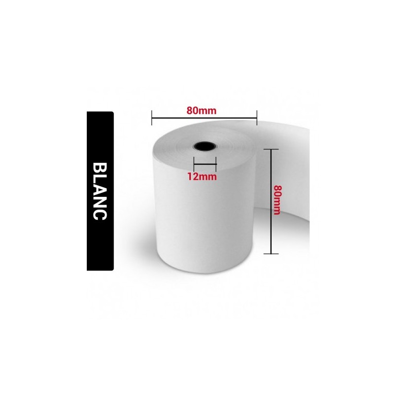 50 Rouleaux de caisse thermique 80x80x12mm - 75mètres 