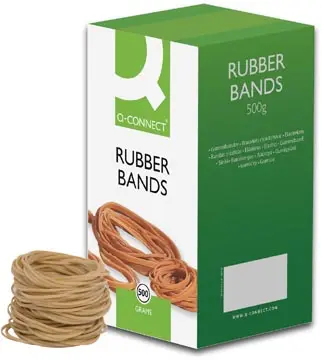 Q-CONNECT élastiques, largeur 1,5 mm, longueur 90 mm, no 19, boîte de 500 g