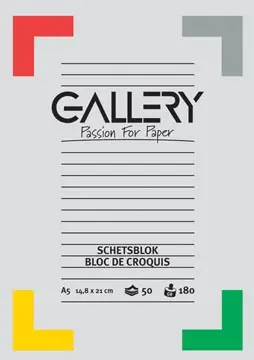 Gallery carnet de croquis, 180 g/m², ft A5, 50 feuilles