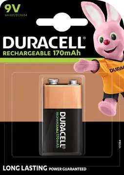 Duracell pile rechargeable 9V, sous blister