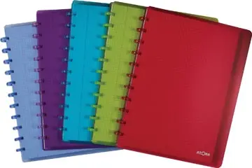 Atoma Trendy cahier, ft A4 +, 120 pages, quadrillé 5mm, 6 intercalaires et 5 pochettes, assorti