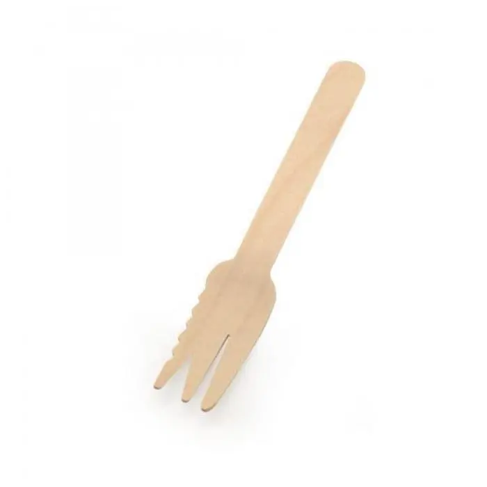 250 fourchettes en bois avec tranchant - naturel - 140mm