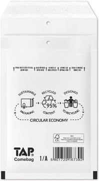 Comebag enveloppes à bulles d'air, ft 100 x 165 mm, avec bande adhésive, blanc, boîte de 200 pièces
