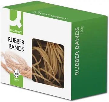 Q-CONNECT élastiques, largeur 1,5 mm, longueur 80 mm, no 18, boîte de 100 g