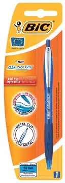 Bic stylo bille Atlantis Soft, pointe 1 mm, bleu, sous blister