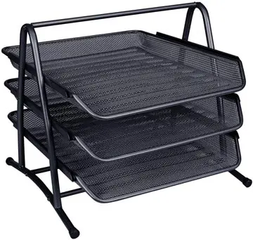 Q-CONNECT 3 bacs à courrier, métal mesh, ft A4, noir