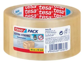 Tesa ruban adhésif d'emballage Extra Strong, ft 50 mm x 66 m, PVC, transparent
