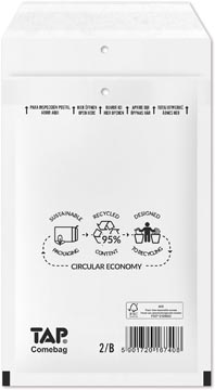 Comebag enveloppes à bulles d'air, ft 120 x 215 mm, avec bande adhésive, blanc, boîte de 200 pièces
