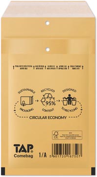 Comebag enveloppes à bulles d'air, ft 100 x 165 mm, avec bande adhésive, brun, boîte de 200 pièces
