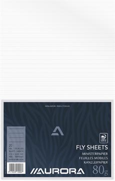 Aurora papier ministre, ligné, paquet de 20 feuilles (doubles pliées)
