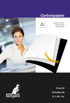 Kangaro papier carbone, ft A4 (21 x 29,7 cm), blanc, paquet de 10 feuilles
