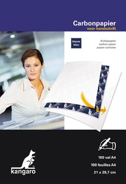 Kangaro papier carbone, ft A4 (21 x 29,7 cm), bleu, paquet de 100 feuilles
