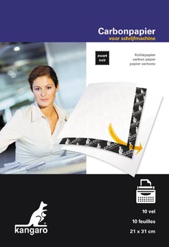Kangaro papier carbone, ft A4 (21 x 31 cm), noir, paquet de 10 feuilles
