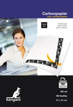 Kangaro papier carbone, ft A4 (21 x 31 cm), noir, paquet de 100 feuilles
