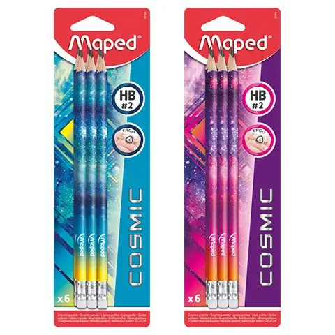 6 Maped crayon Cosmic Mauve Teens, avec gomme
