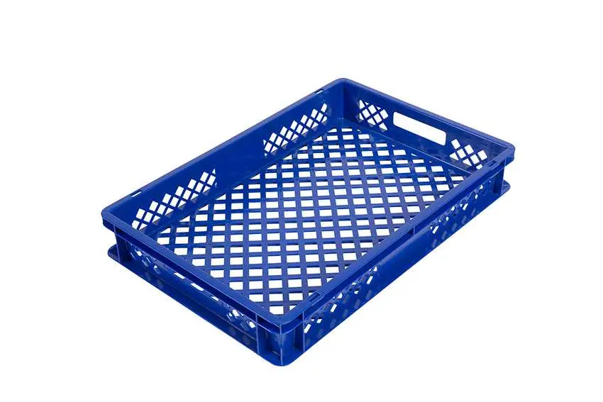 Bac gerbable à pain 17l - 600x400x90mm - parois et fond perforés - 2 poignées ouvertes - Bleu