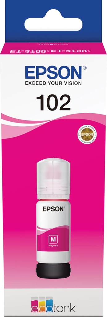 Epson 102 MAGENTA bouteilles d'encre , 6.000 pages, OEM C13T03R340
