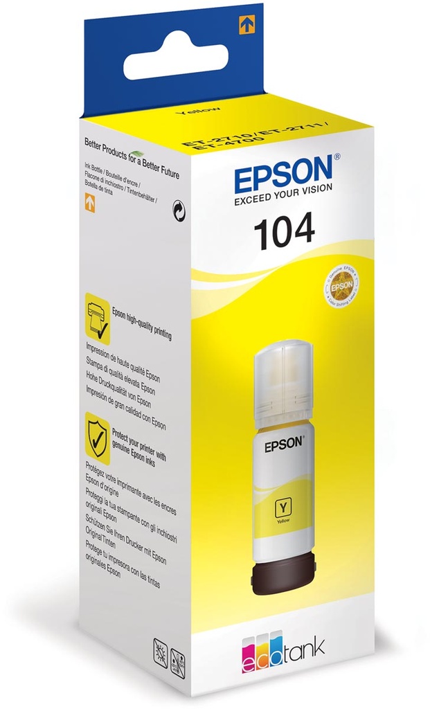 Epson 104 JAUNE bouteilles d'encre , 7.500 pages, OEM C13T00P440
