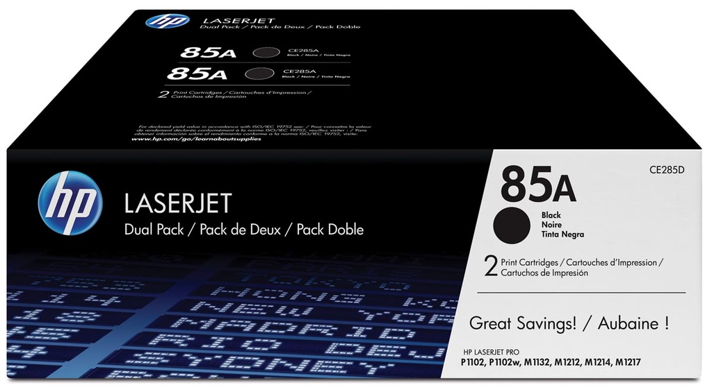 Cartouche Toner Hp Ce285ad 85a Noir 2x
