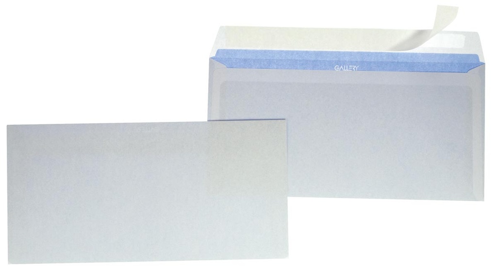 Gallery enveloppes, ft 114 x 229 mm, sans fenêtre, avec bande adhésive, paquet de 50 pièces
