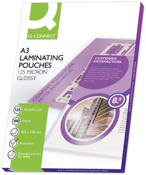 Q-CONNECT POCHETTES DE PLASTIFICATION A3 2X 125 MICRONS 100 PIÈCES
