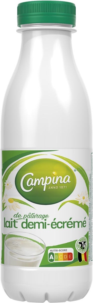 Campina lait demi écrème, 0,5 litres, paquet de 6 bouteilles