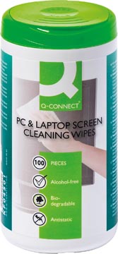 Q-CONNECT LINGETTES POUR PC ET D'ORDINATEURS PORTABLES ANTISTATIQUE PAQUET DE 100 LINGETTES 