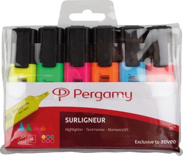 PERGAMY SURLIGNEUR, ÉTUI DE 6 PIÈCES EN COULEURS ASSORTIES 