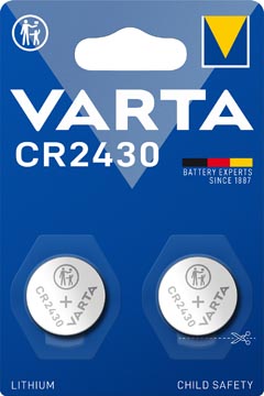 VARTA PILE BOUTON LITHIUM CR2430, BLISTER DE 2 PIÈCES 