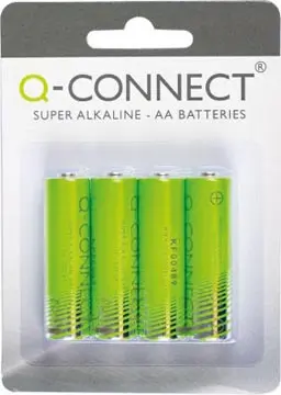 Q-CONNECT PILE, ALCALINE, AA, BLISTER DE 4 PIÈCES 