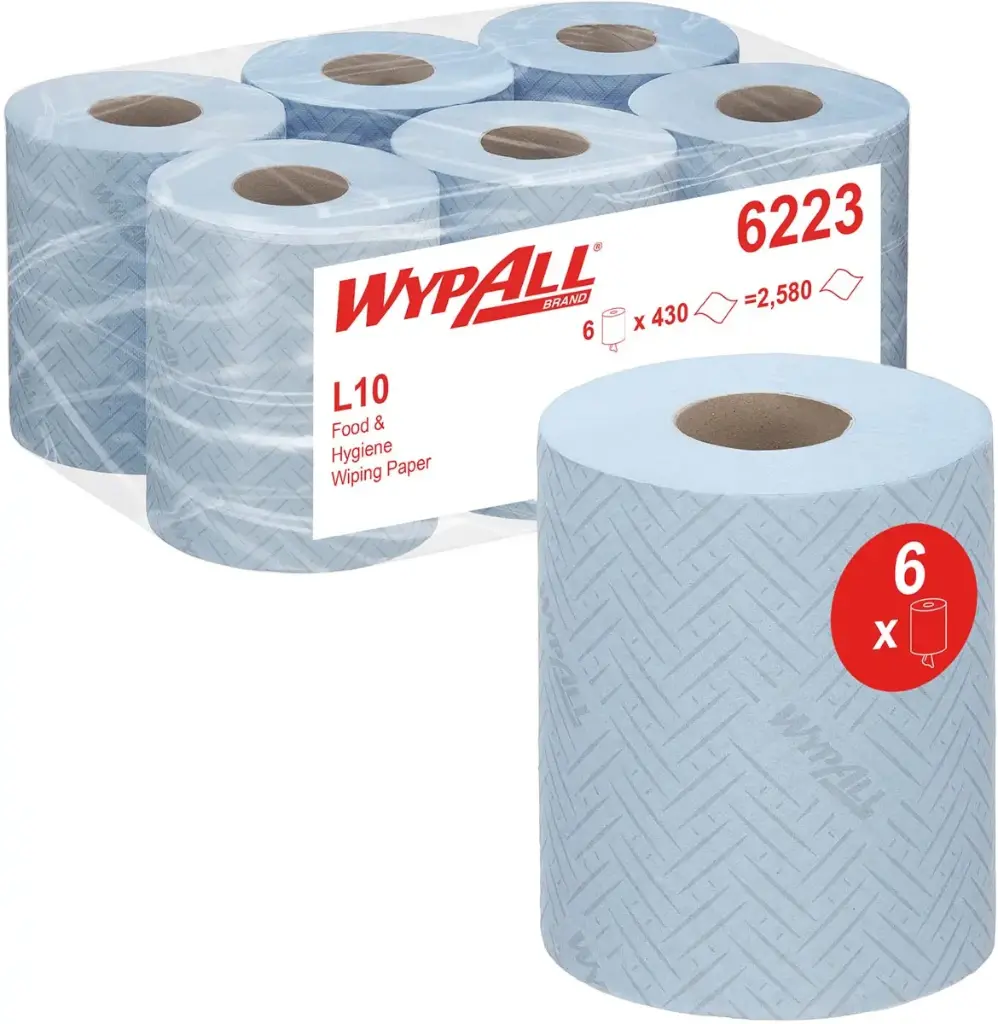 KIMBERLY-CLARK PROFESSIONAL PAPIER DE NETTOYAGE WYPALL REACH, BLEU, PAQUET DE 6 ROLEAUX 