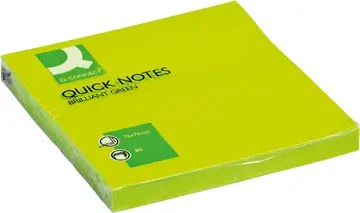 Q-CONNECT QUICK NOTES, FT 76 X 76 MM, 80 FEUILLES, VERT NÉON  