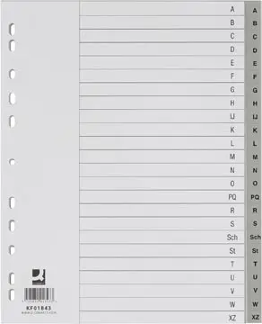[KF01843] Q-CONNECT INTERCALAIRES, A4, PP, 4 TROUS, JEU DE A-Z, 24 ONGLETS, GRIS