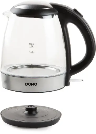 [DO9218W] DOMO BOUILLOIRE EN VERRE ET ACIER INOXYDABLE, 1,2 L, 2200 W 
