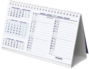 [851902] BREPOLS CALENDRIER BUREAU, HORIZONTAL, 2026