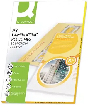 [KF04122] Q-CONNECT pochettes de plastification A3 2x 80 microns 100 pièces
